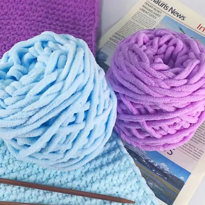 100g Chenille Yarn Knitted ColorfulCrochet Wool Chunky Thick DIY Velvet Knitting • $4.53