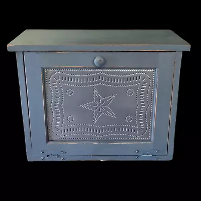 NEW Navy Wooden Bread Box / Primitive Style Tin Door  Bread Box • $164.99