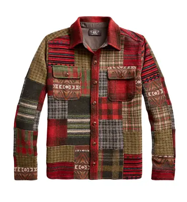 Ralph Lauren RRL Wool Cashmere Patchwork Workshirt Sweater Men's Extra-Large XL • $1290