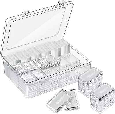 100 Pcs Silver Bar Case Silver Bar Holder Clear 1Oz Silver Bar Storage Acrylic S • $46.88