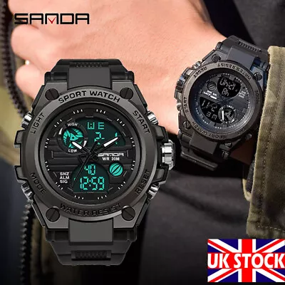 Military Men Sport Watch Waterproof Tactical Rugged Digital LED Wrist Watches UK • £11.98