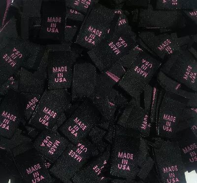 1000 Pcs Woven Clothing Folded Sewing Care Labels Made In U.s.a. - Black Pink • $39.99