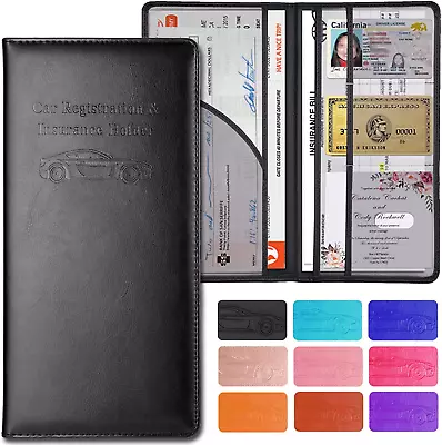 Leather Car Document Holder Magnetic Wallet For Registration & Insurance • $10.99