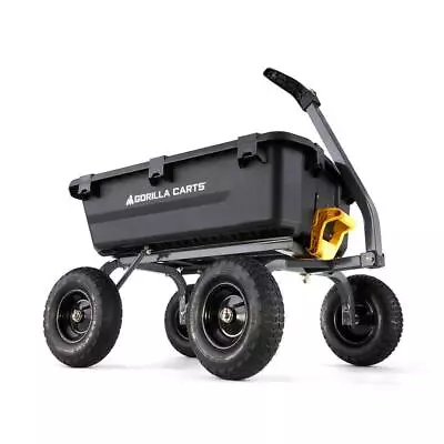 GORILLA CARTS 4-Wheeled Poly Dump Cart 1200 Lb. Capacity Pull/Tow Handle Black • $214.96