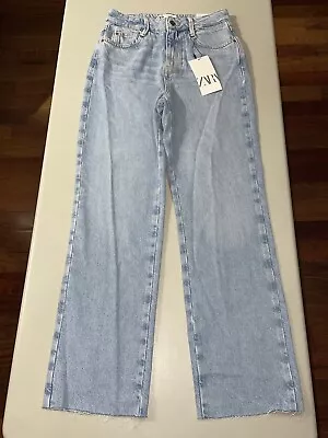 Zara Women's Straight Fit High Rise Denim Jeans Size 2 • $34.99