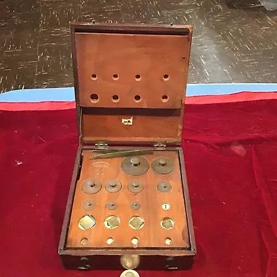 Antique 18￼Piece Balance Scale Weights In Wooden Box ￼With 1Small Pcs Missing • $70