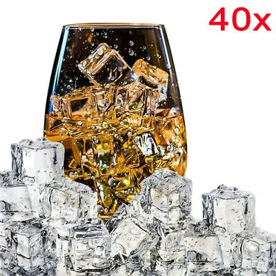 40Pcs Artificial Fake Clear Acrylic Ice Cubes Crystal For Photography Display UK • £5.88