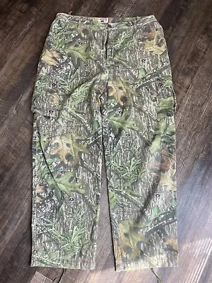 Vintage Mossy Oak Camouflage Mens Size XL Faded Wide Leg Cargo Hunting Pants • $20