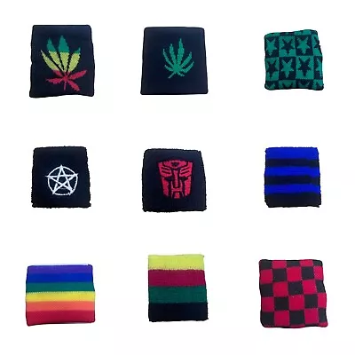 Sweatband Wristbands Skull Rasta Flag Pentagram Sport Rave Gothic Emo Skater • £2.49