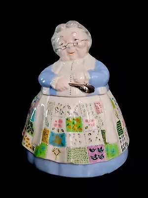 Vintage Granny Cookie Jar~Grandma W/Patchwork Apron~Country Decor  • $29.99