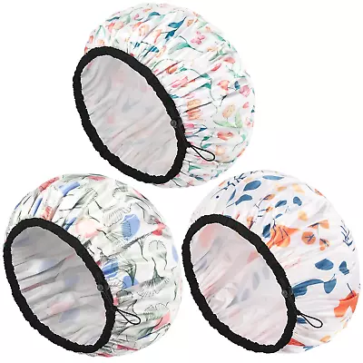 Shower Caps 3 Packs Adjustable Shower Cap For Women Double-Layer Waterproof Ba • $23.99