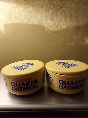 Set Of 2 VINTAGE INSTANT QUAKER OATMEAL CEREAL BOWL  RIGHT THING TO DO  WHIRLEY • $19.99