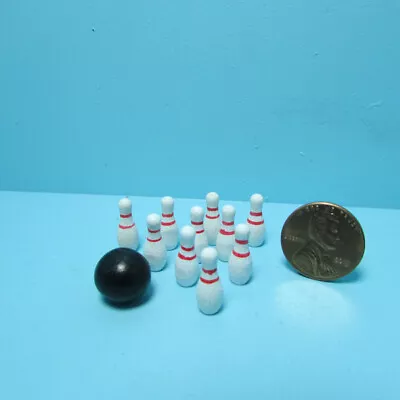 $3.14 • Buy Dollhouse Miniature Sports Bowling Ball With Pins Set MA1094