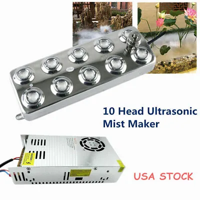 10 Head Ultrasonic Mist Maker Fogger Water Fountain Pond Atomizer Air-cooled New • $54