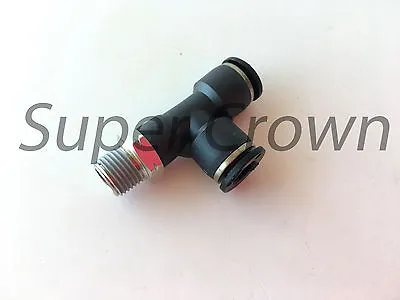 Pneumatic Male Run Tee Tube OD 1/4  Push In To Connect Air Fitting One Touch NPT • $6.90