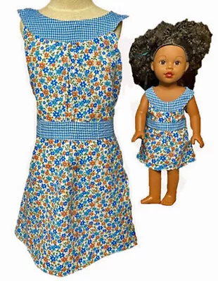 Size 14 Matching Girl And Doll Blue Flower Sundress • $19.99