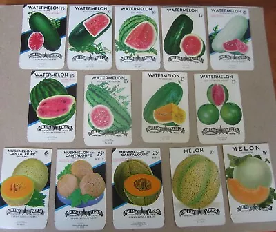 Lot Of 14 Old Vintage - WATERMELON & CANTALOUPE - Melon SEED PACKETS - EMPTY • $12.99