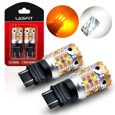 Lasfit 3157 LED Switchback Turn Signal Amber + Parking/DRL Light Bulbs Clear 2x • $45.99