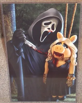 Scream Ghostface Vs Miss Piggy Glossy Art Print 11 X 17 In Hard Plastic Sleeve • £35.70