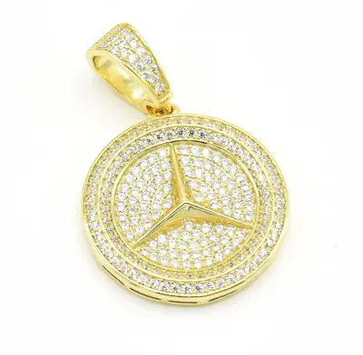 18K Gold Plated 925 Silver Mercedes Benz Pendant • $45