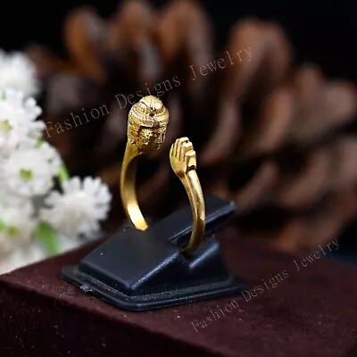 Buddha Ring Gold Plated Ring Adjustable Ring • $22