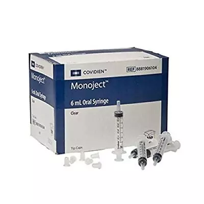 Covidien Monoject 6 Ml Oral Medication Syringes Clear Polypropylene 100 Count • $33.74