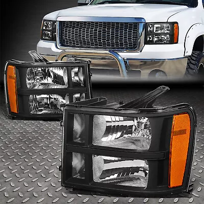 For 07-14 Gmc Sierra 1500 2500 3500 Black/amber Oe Style Headlight Head Lamps • $81.68