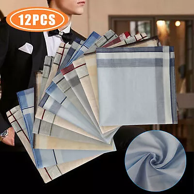 6/12pcs Men Handkerchief 100% Cotton Classic Hankies Handkerchiefs Pocket Style • $9.98