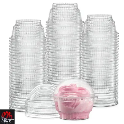 5 Oz Plastic Dessert Cups With Lids Clear Cups With DOME LID WITHOUT HOLE • $12.85