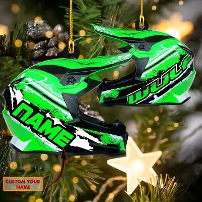 Motorcycle Helmet Christmas Ornament Personalized Flat Motocross Motorbike Helm • $16.79