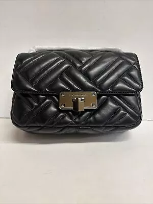 Michael Kors Black Peyton Leather Medium Shoulder Crossbody Handbag 35S9TP6F2T • $89