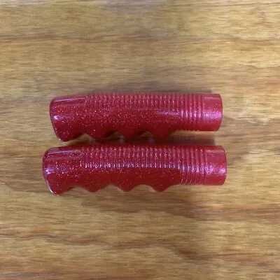 Bicycle Grips Vintage Style Fits Schwinn Huffy Sears & Others Red Glitters New • $10