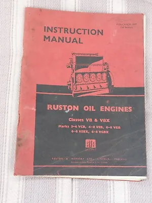 £12.50 • Buy Vintage Ruston & Hornsby Oil Engines Instruction Manual 8707..classes Vb & Vbx