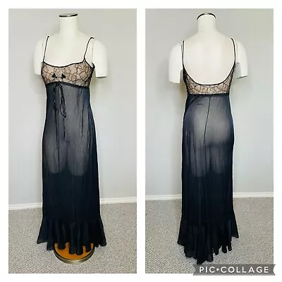 Claire Sandra Lucie Ann Vintage Black Nude Gown Size 32 Slip Dress Nightie • $48