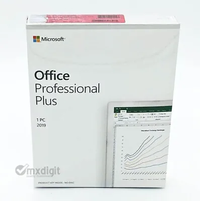 Microsoft Office Pro 2019 Plus - Product Key In Box Lifetime 1-PC Factory Sealed • £54.99