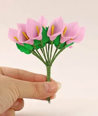 1/6 Scale Dollhouses Miniature Paper Flowers Calla Bouquet Multi Color Accessory • $5.49