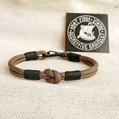 Thin Military Bracelet  EARTH  Made Of Paracord And Carbine For Men. Army Style. • $17.99