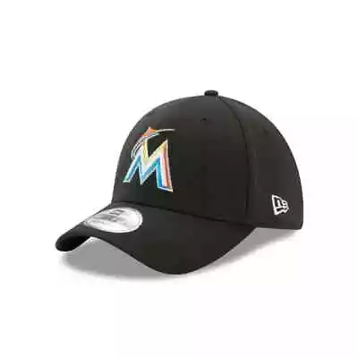 New Era MIAMI Florida MARLINS BLACK Hat MLB Baseball Cap Low Stretch Flex (L/XL) • $18
