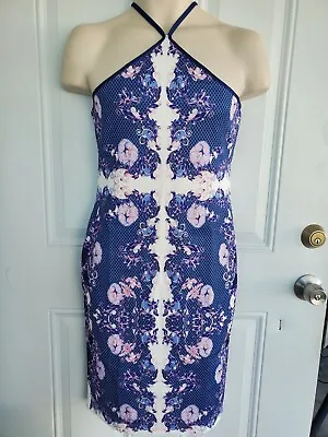 Venus Sleeveless Blue Floral Dress Halter Women Small • $11.90