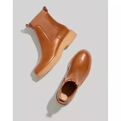 Madewell The Camryn Chelsea Boot In Leather In English Saddle • $80