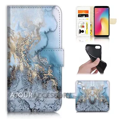 ( For Oppo A73 ) Flip Wallet Case Cover AJ21411 Marble Pattern • $12.99
