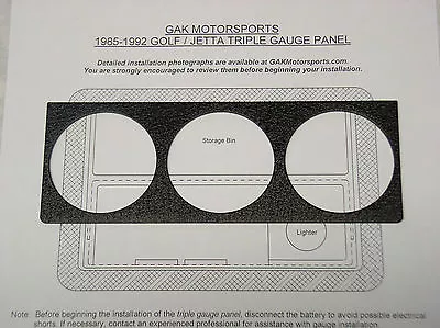 VW A2 Mk2 Golf GTI Jetta Triple Gauge Panel Black 1985-1992 GAK • $21.49