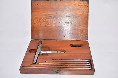 Vintage Lufkin Rule Co No. 515 Blade Depth Micrometer 0-6'' W/ Wooden Case  • $99.99