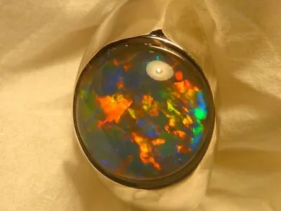 Mens Opal Ring Sterling Silver Natural Opal Triplet. 12mm Round . Item 180857. • $179.51