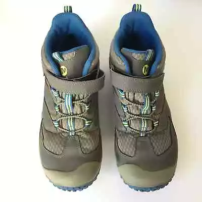 Merrell Chameleon 6 Access Mid Waterproof Hiking Shoe  Gray And Blue Boys  6 • $25