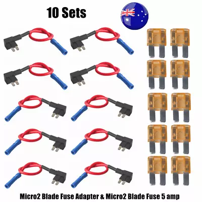 $22.99 • Buy 10 Sets Micro 2 ATR Blade Fuse Holder Tap 12V Car Add-A-Circuit Fuse 5Amp Fuses