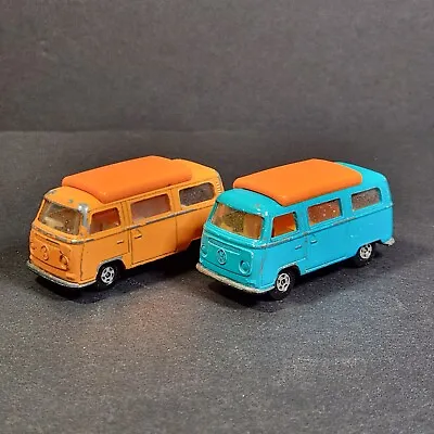 $19.95 • Buy (2) Vintage 1970 Lesney Matchbox #23 Volkswagen Camper - Orange & Blue Superfast