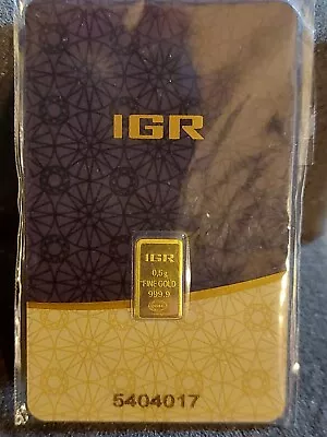 Gold IGR Bar .5 Gram Fine 9999 Assay Certified.   • $81