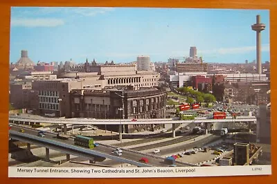 Vintage Postcard  Mersey Tunnel Liverpool Cathedrals Unposted 1960s / 1970s • £2.49