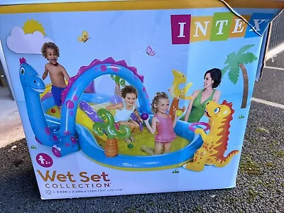 Intex Wet Set Dinoland Splash Paddling Pool Play Centre USED AND NO PUMP • £1.25